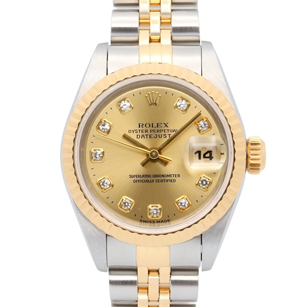 ROLEX Datejust 10P Diamond U Wrist Watch 69173G Auto 18KYG Gold SS Used women