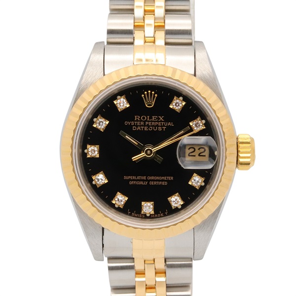 ROLEX Datejust 10P Diamond X Wrist Watch 69173G Auto 18KYG Gold SS Used Women
