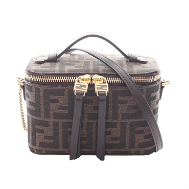 FENDI Zucca shoulder crossbody vanity Handbag 8BS108AFPMF1GL7 canvas leather