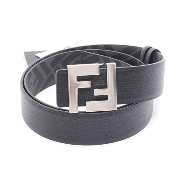 FENDI FF Square Belt reversible 7C0531ATFFF0GWB leather canvas Black NEW mens