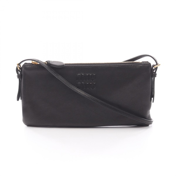 Miu Miu Shoulder Bag pouch 5NI007AEFXF0002 leather Black NEW Women