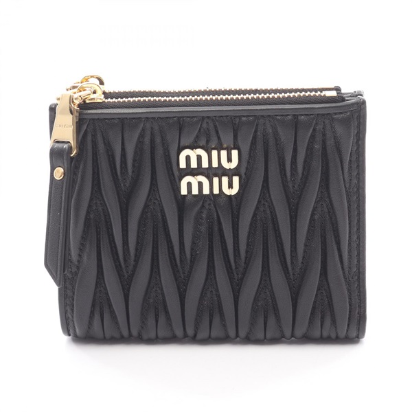 Miu Miu MATELASSE'MIU Matelasse Bi-fold wallet 5ML024AFPPF0002 leather Black NEW