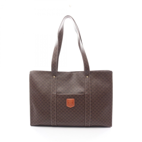 CELINE Macadam Tote shoulder hand Bag canvas leather Brown Used Women