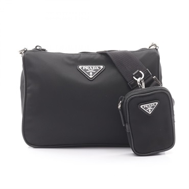 PRADA TESSUTO+SAFFIANO Re-nylon Shoulder Bag 2VH113 Nylon leather Black Used