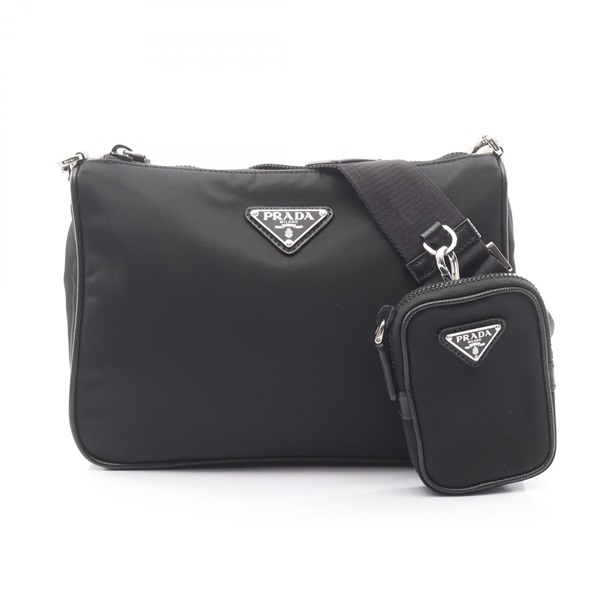 PRADA TESSUTO+SAFFIANO Re-nylon Shoulder Bag 2VH113 Nylon leather Black Used