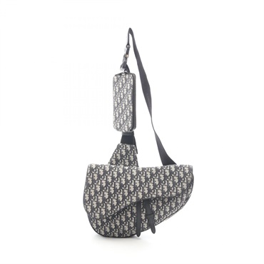 Christian Dior SADDLE Oblique Jacquard Waist Crossbody bag canvas leather Used
