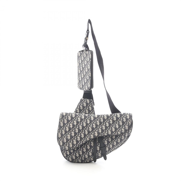 Christian Dior SADDLE Oblique Jacquard Waist Crossbody bag canvas leather Used