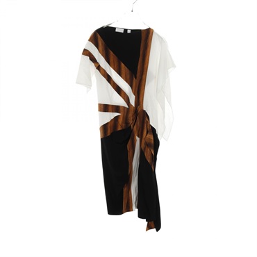 BURBERRY Dress 8046799 silk White Black Brown Used Women size US0