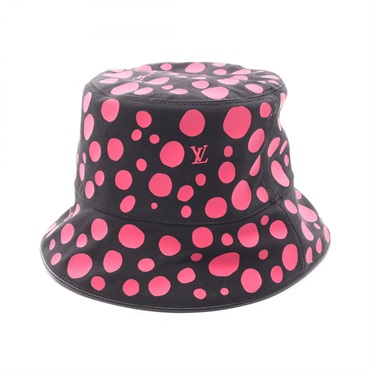 LOUIS VUITTON LV YK Polka-dot Brimmed Hats Cap cotton Black Pink Used Women LV