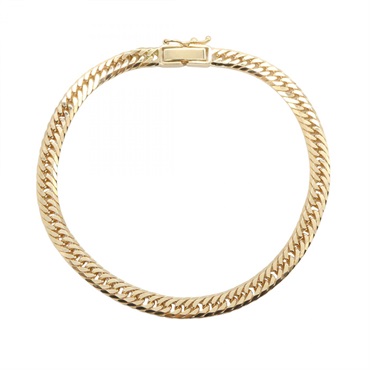JEWELRY Triple 8 Side Flat Link Curb Chain Bracelet 17cm 18KYG NEW Unisex