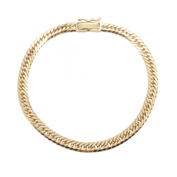 JEWELRY Triple 8 Side Flat Link Curb Chain Bracelet 17cm 18KYG NEW Unisex