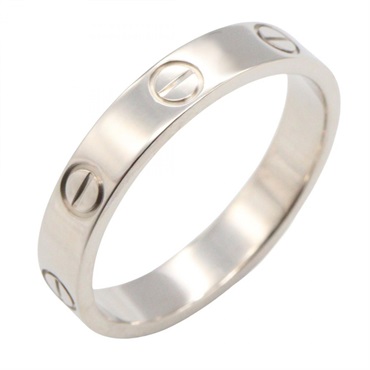 CARTIER Mini Love Ring 18KWG White Gold Used unisex US size 6.75 #54