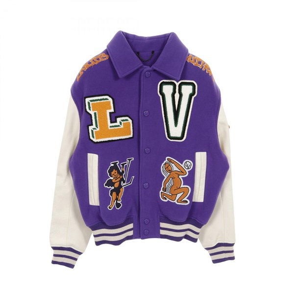 LOUIS VUITTON Multi-patch mixed leather varsity Blouson RM222 MJY HNL90E #44 LV