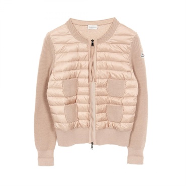 MONCLER Cardigan Down jacket coat Wool nylon Pink Used Women size L