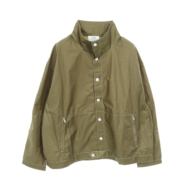 HERMES tops jacket blouson #44 H556100H4 cotton Nylon Khaki Used mens