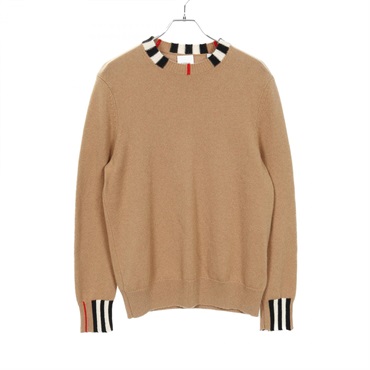 BURBERRY Icon Stripe Trim knitwear sweater 8020391 cashmere Brown Used size M