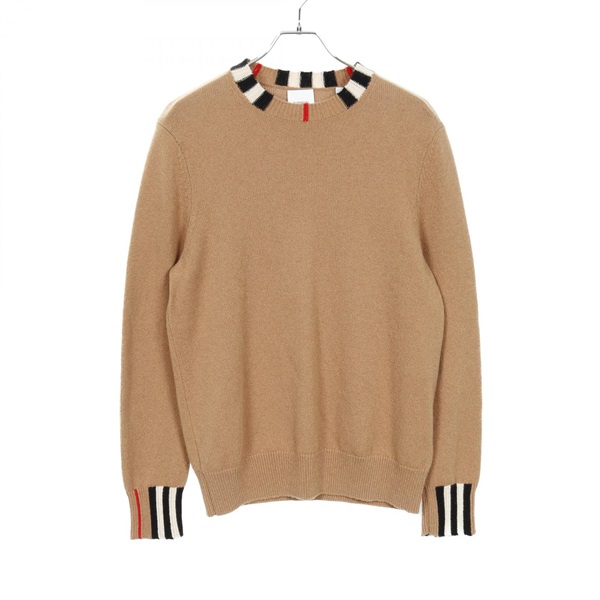 BURBERRY Icon Stripe Trim knitwear sweater 8020391 cashmere Brown Used size M