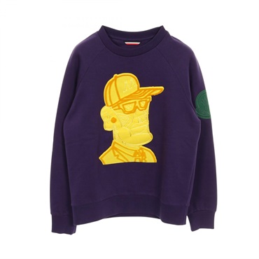MONCLER sweatshirt long sleeve tops cotton Purple Yellow Used mens logo size S
