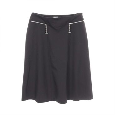 HERMES Chaine dAncre skirt #34 jupe 16-7301 wool Black Used Women