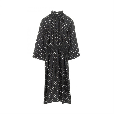 HERMES twilllaine Dress #36 silk Black Brown Used Women