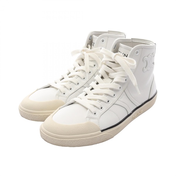 CELINE Triomphe Sneakers Leather White Used Women #38