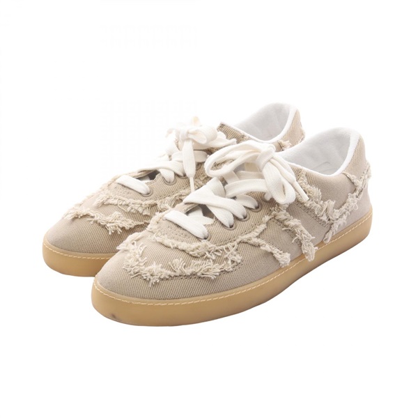 Miu Miu Washed Denim Fringe Sneakers #36.5 cotton Beige Used Women