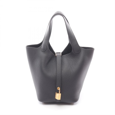 HERMES Picotin Lock PM bucket Handbag K 056289CC Taurillon Clemence Black GHW