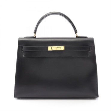 HERMES Kelly 32 shoulder Handbag A 001858CC Box calf leather Black Used GHW