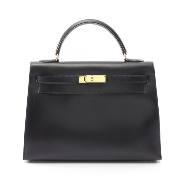 HERMES Kelly 32 shoulder Handbag A 001858CC Box calf leather Black Used GHW