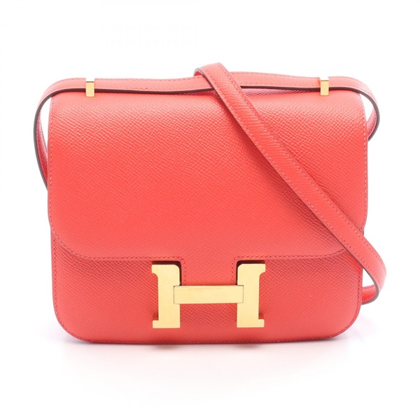 HERMES Constance 3 mini Shoulder Handbag 056347CC Epsom leather Red GHW Used X