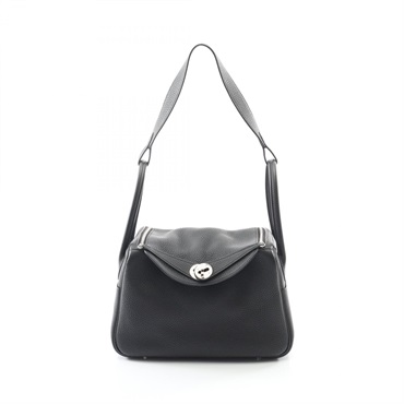 HERMES Lindy 26 Hand Shoulder Bag 073428CK Clemence leather Black Used SHW U