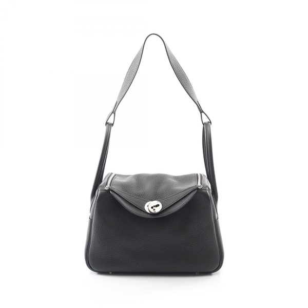 HERMES Lindy 26 Hand Shoulder Bag 073428CK Clemence leather Black Used SHW U
