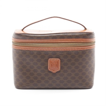 CELINE Macadam vanity Handbag canvas leather Brown Beige Used Women