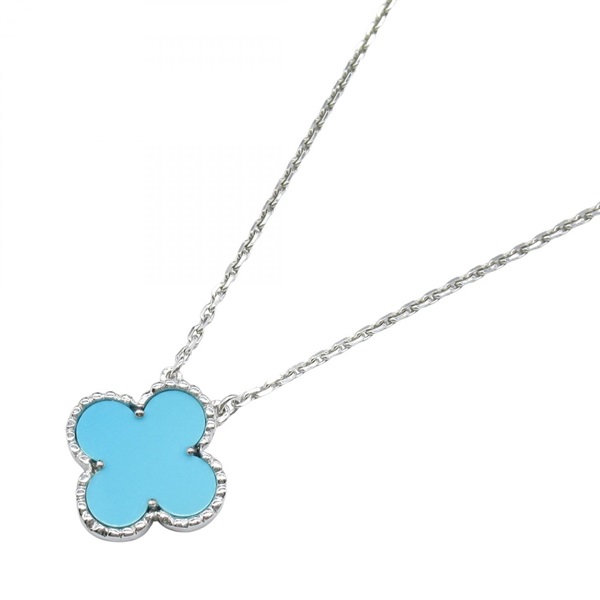 Van Cleef & Arpels Vintage Alhambra Necklace 18KWG Gold Turquoise Used women