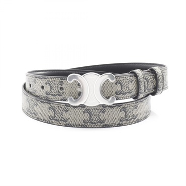 CELINE Medium 25mm Triomphe Belt 45AKA2APM02SI85 canvas Beige Black NEW Women