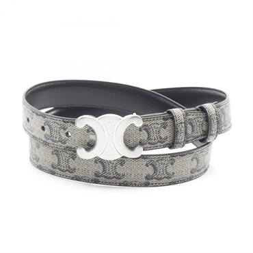 CELINE Medium 25mm Triomphe Belt 45AKA2APM02SI90 canvas Beige Black NEW Women
