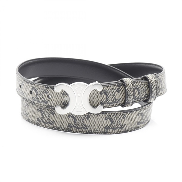 CELINE Medium 25mm Triomphe Belt 45AKA2APM02SI90 canvas Beige Black NEW Women