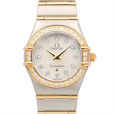 OMEGA Constellation Mini Diamond Wrist Watch Quartz 18KYG Gold SS used women