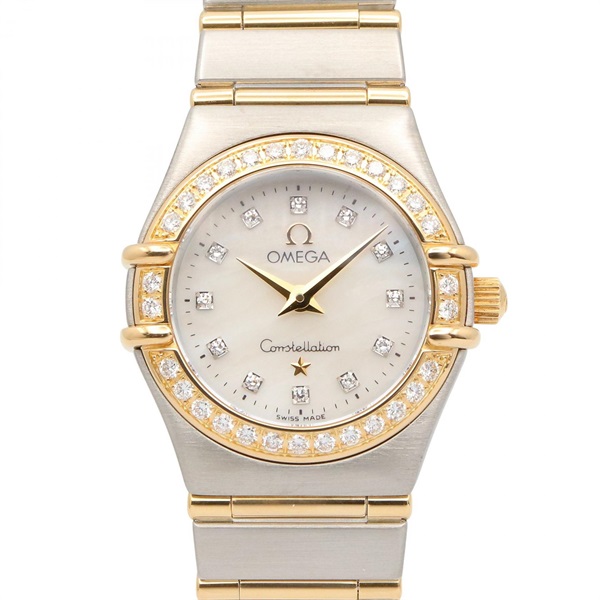 OMEGA Constellation Mini Diamond Wrist Watch Quartz 18KYG Gold SS used women