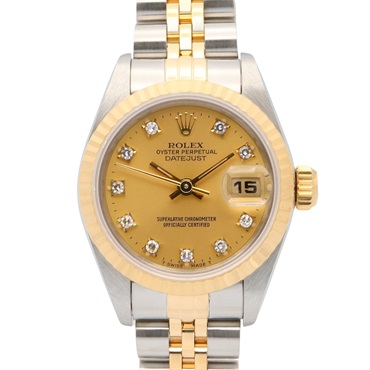ROLEX Datejust 10P Diamond S Wrist Watch 69173G Auto 18KYG Gold SS Used women