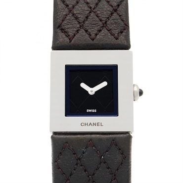 CHANEL Matelasse Logo Wrist Watch H0116 Quartz SS Leather belt Used Women