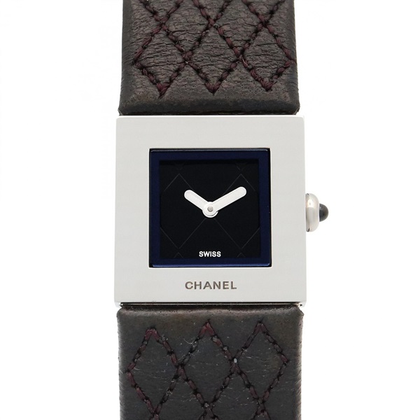 CHANEL Matelasse Logo Wrist Watch H0116 Quartz SS Leather belt Used Women