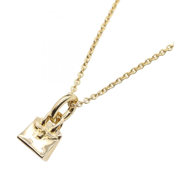 HERMES Birkin motif Necklace Pendant 39cm 18KYG Yellow Gold Used Women