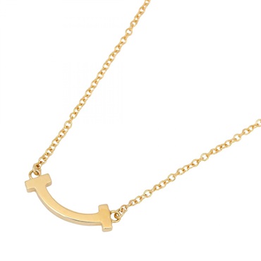 TIFFANY＆CO T Smile Mini Necklace pendant 18KYG Yellow Gold Used