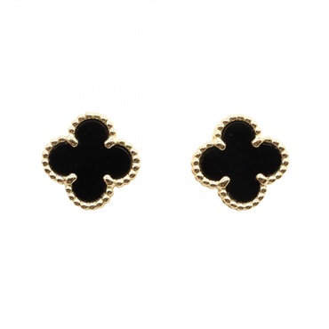 Van Cleef & Arpels Sweet Alhambra Onyx Pierced earrings 18KYG Yellow Gold used
