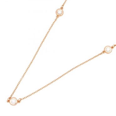 TIFFANY＆CO By the Yard 3PD Diamond Necklace 18KRG Pink Rose Gold Used Women