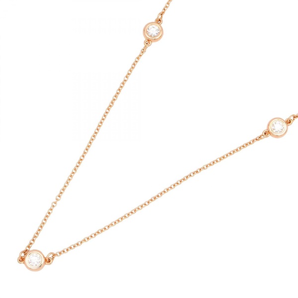 TIFFANY＆CO By the Yard 3PD Diamond Necklace 18KRG Pink Rose Gold Used Women