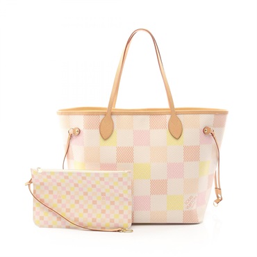 LOUIS VUITTON Neverfull MM Tote Bag N40668 Damierlicious canvas Pink Used Women