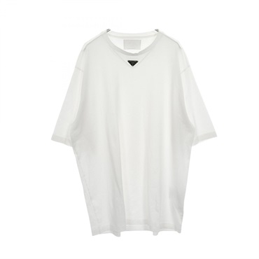 PRADA Triangle logo T-shirt UJN861 cotton White #XXL Used mens