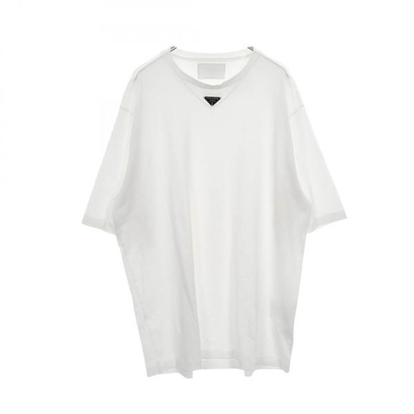 PRADA Triangle logo T-shirt UJN861 cotton White #XXL Used mens